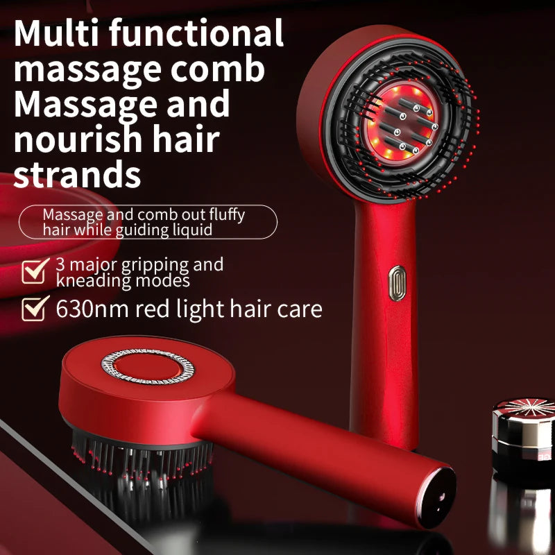 Electric Massage Comb Red Light Hair Follicle Comb Scalp Oil Liquid Applicator Head Massager Hair Growth anti Loss
